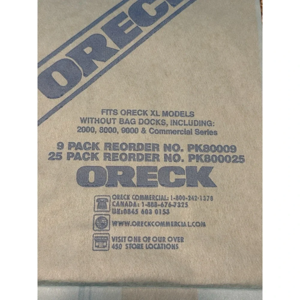 Genuine Oreck XL Commercial Vacuum BagsPack 2000 8000 9000 Series PK80009 25 Bag